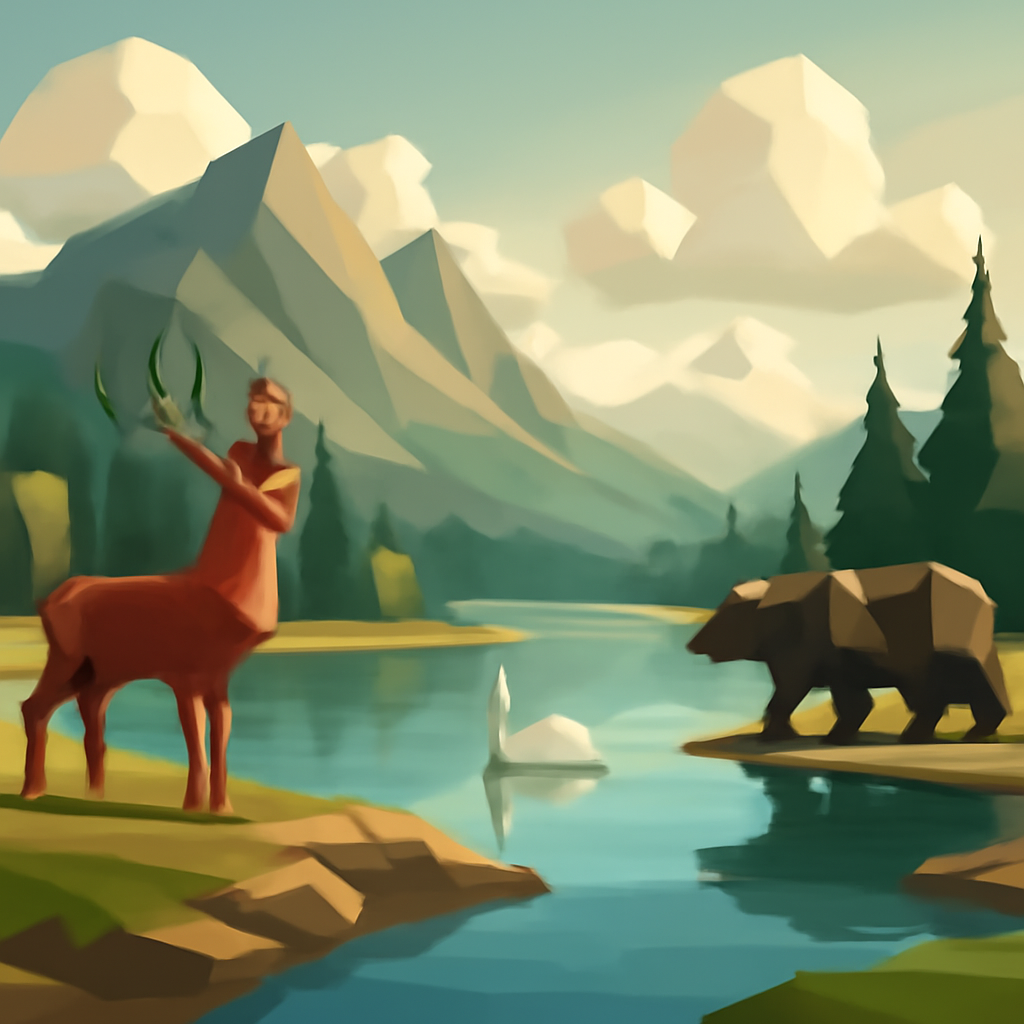 low poly serene wildlife
