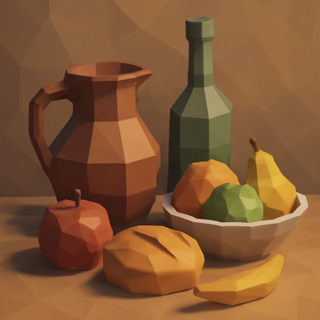 low poly detailed still life