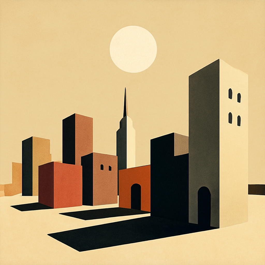 minimalist surreal cityscape