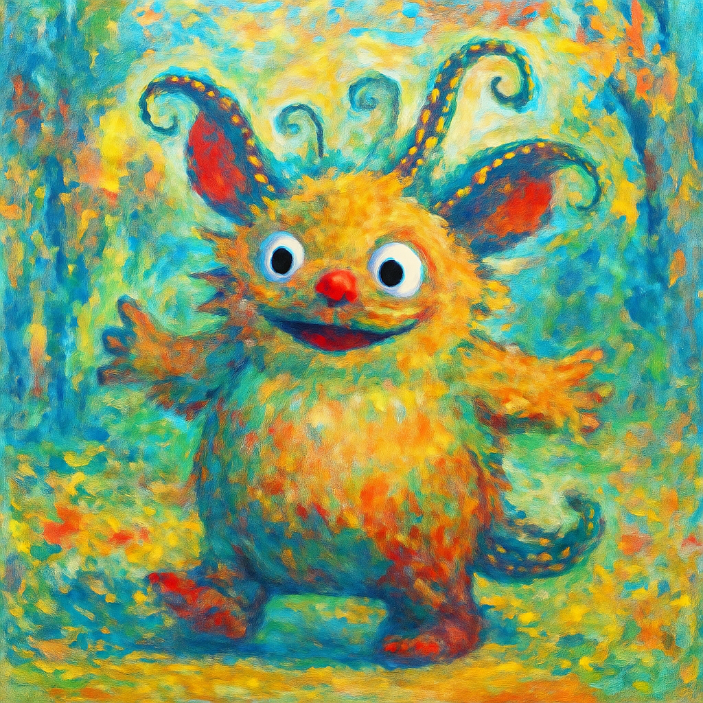 impressionist playful fantasy creature