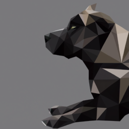 low poly dark dog