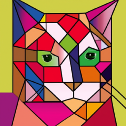 cubist vibrant cat