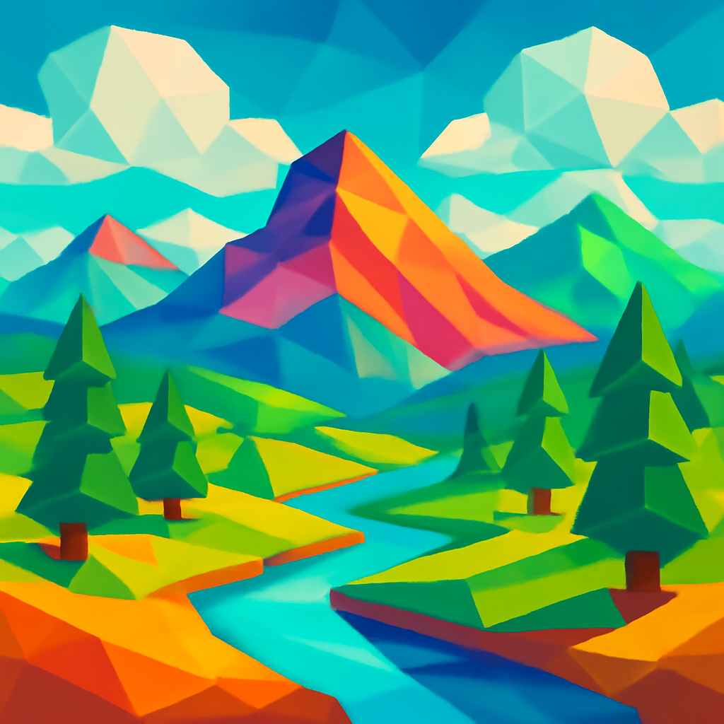 low poly vibrant landscape