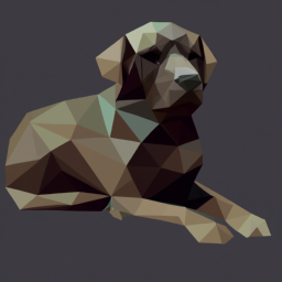 low poly moody dog