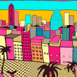 pop art whimsical cityscape