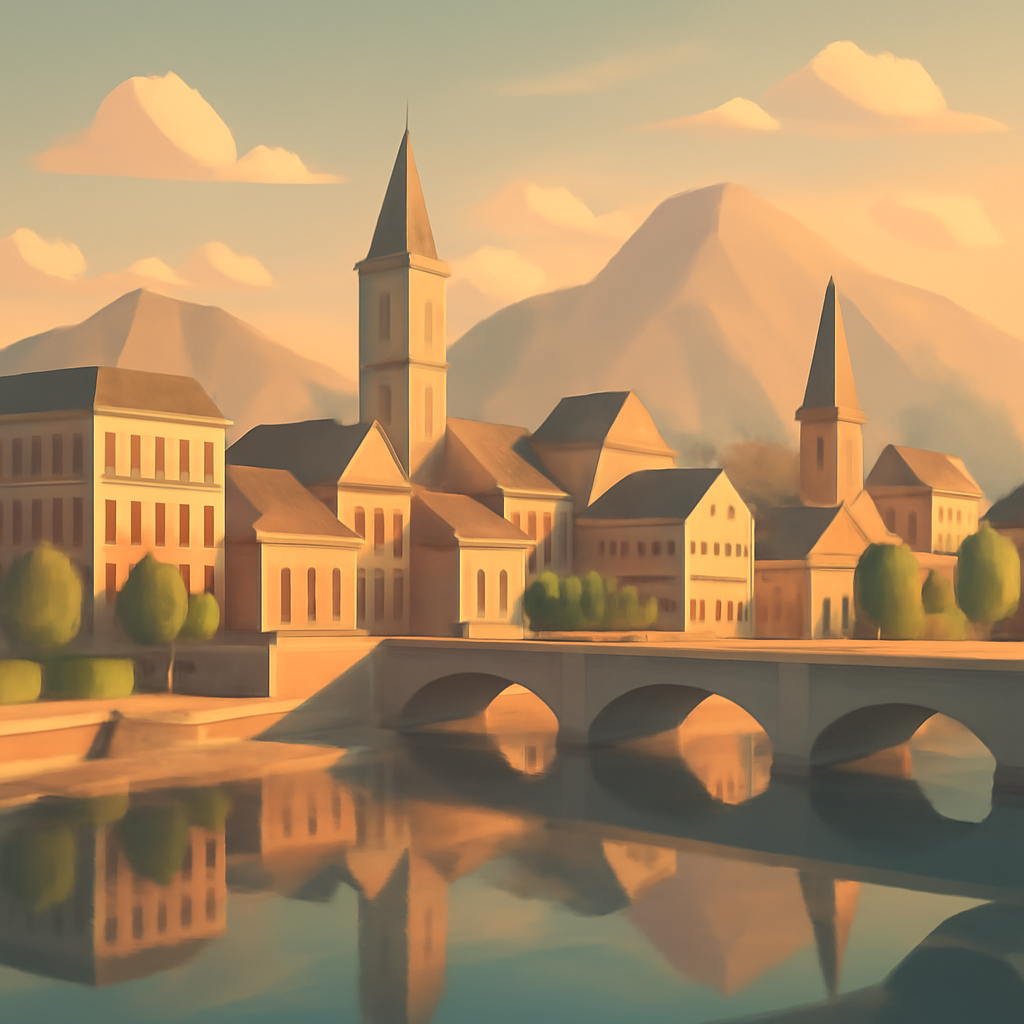 low poly serene cityscape