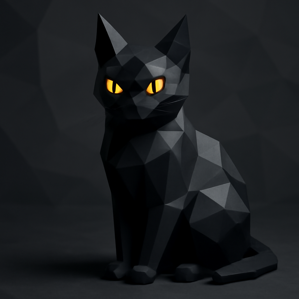 low poly dark cat