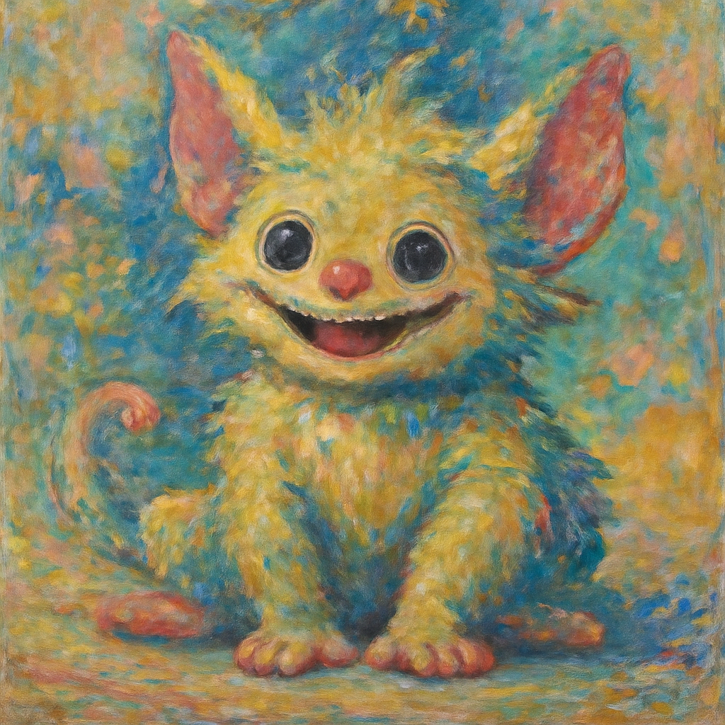 impressionist playful fantasy creature