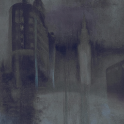 expressionist dark cityscape