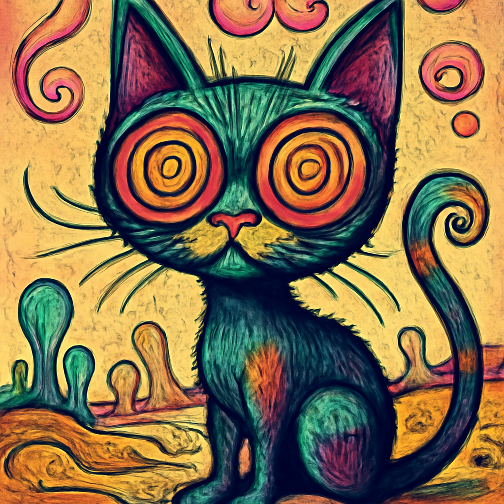 cartoon surreal cat