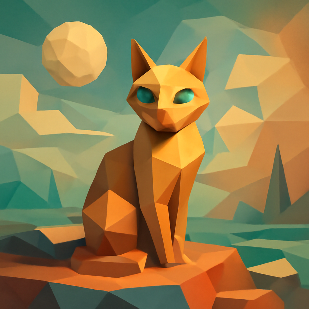 low poly surreal cat