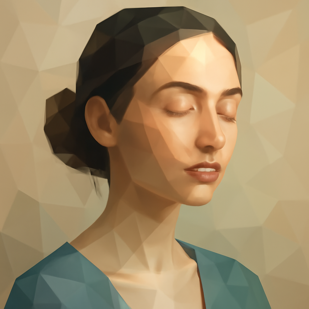 low poly serene portrait