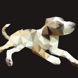 low poly playful dog
